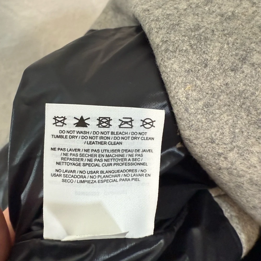 NWT Nike NSW Womens Size XS Gray Wool Destroyer Jacket Moto Bomber Leather